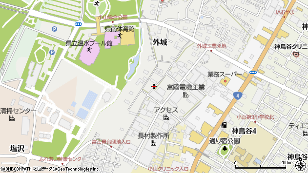 〒323-0042 栃木県小山市外城の地図