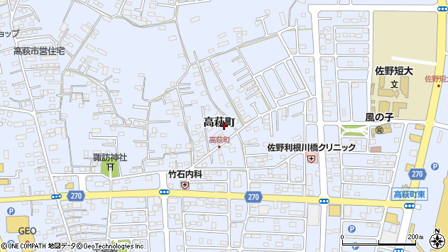 〒327-0821 栃木県佐野市高萩町の地図