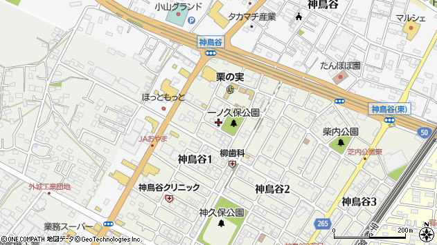〒323-0034 栃木県小山市神鳥谷（丁目）の地図