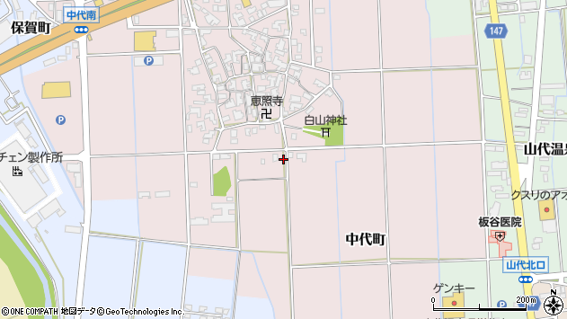 〒922-0014 石川県加賀市中代町の地図