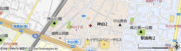 栃木県小山市神山周辺の地図
