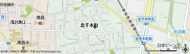 群馬県伊勢崎市北千木町周辺の地図