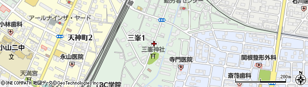 栃木県小山市三峯周辺の地図