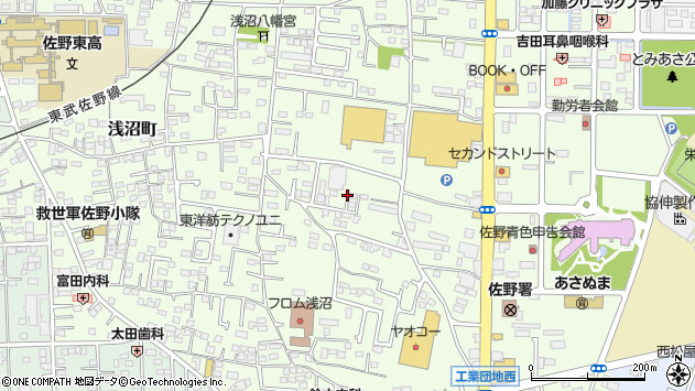 〒327-0831 栃木県佐野市浅沼町の地図