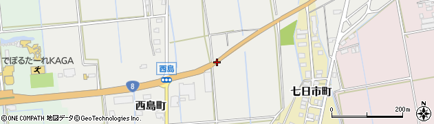 石川県加賀市西島町（ワ）周辺の地図