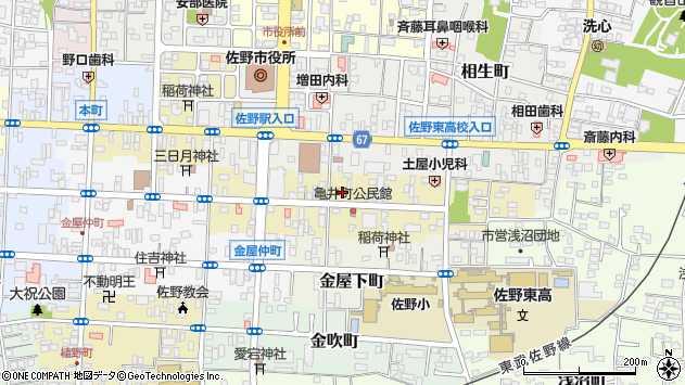 〒327-0024 栃木県佐野市亀井町の地図