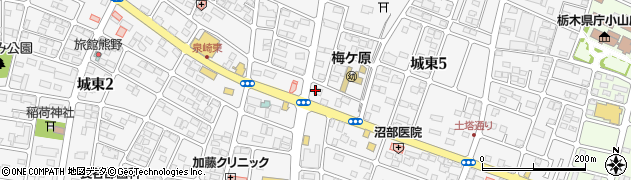 栃木県小山市城東周辺の地図