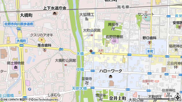 〒327-0017 栃木県佐野市大町の地図