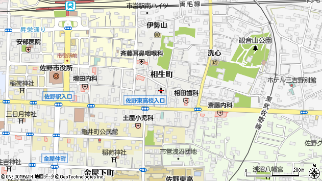 〒327-0023 栃木県佐野市相生町の地図