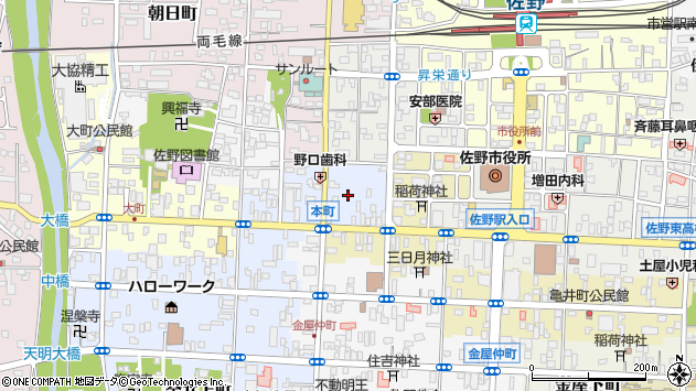 〒327-0013 栃木県佐野市本町の地図