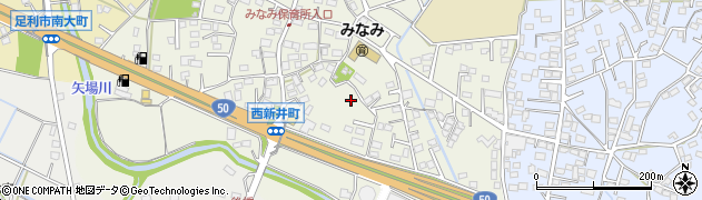 栃木県足利市西新井町周辺の地図