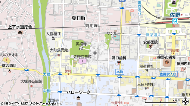 〒327-0012 栃木県佐野市大蔵町の地図