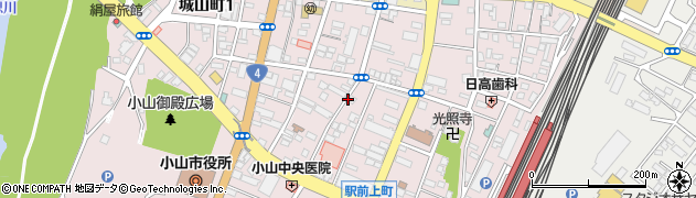 栃木県小山市城山町周辺の地図