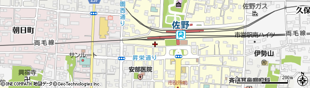 佐野市役所　佐野駅前駐輪場周辺の地図