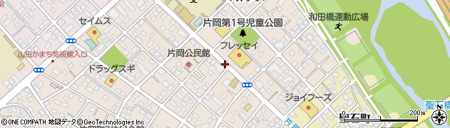 片岡中学校入口周辺の地図