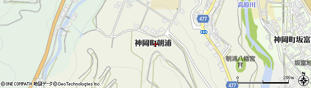岐阜県飛騨市神岡町朝浦周辺の地図