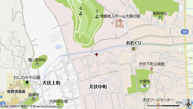 〒327-0805 栃木県佐野市犬伏中町の地図