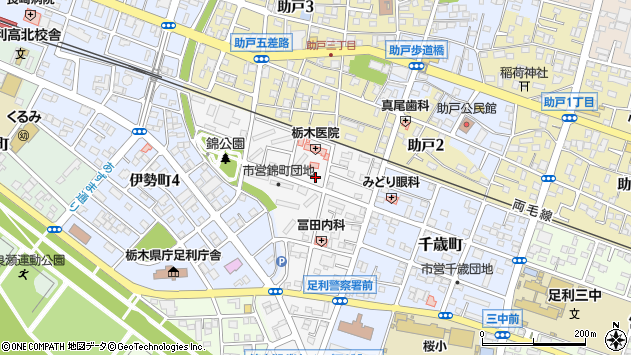 〒326-0047 栃木県足利市錦町の地図