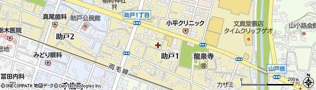 栃木県足利市助戸1丁目周辺の地図
