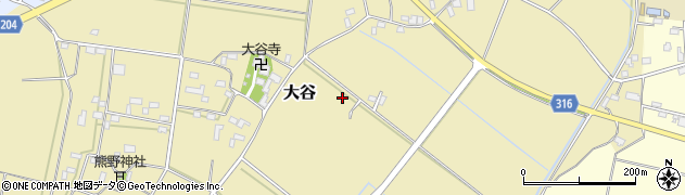 茨城県筑西市大谷周辺の地図