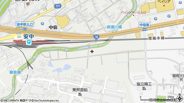 〒379-0115 群馬県安中市中宿の地図