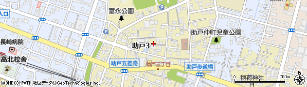 栃木県足利市助戸3丁目周辺の地図