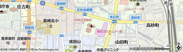 高崎市役所　中央公民館教育担当周辺の地図
