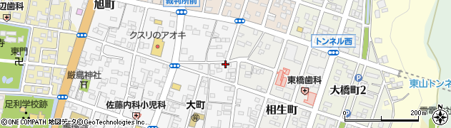 栃木県足利市大町周辺の地図