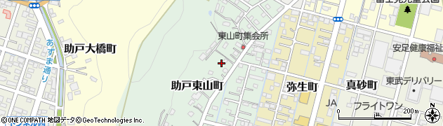 栃木県足利市助戸東山町周辺の地図