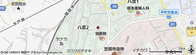茨城県笠間市八雲周辺の地図