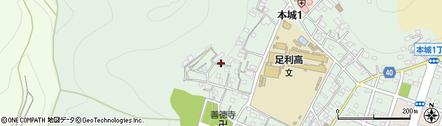 栃木県足利市本城周辺の地図
