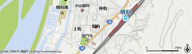 長野県安曇野市明科中川手（県町）周辺の地図