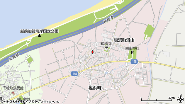 〒922-0446 石川県加賀市塩浜町の地図