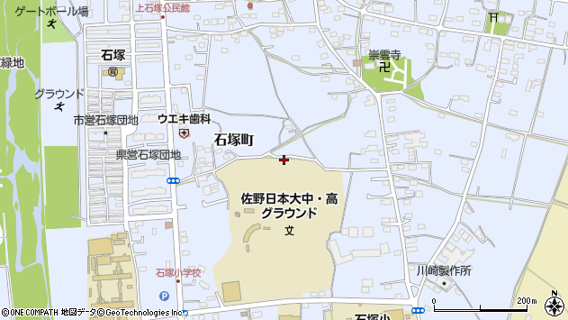 〒327-0103 栃木県佐野市石塚町の地図