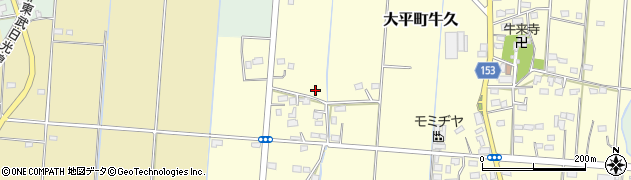 栃木県栃木市大平町牛久周辺の地図