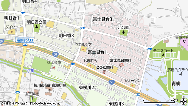 〒309-1212 茨城県桜川市富士見台の地図