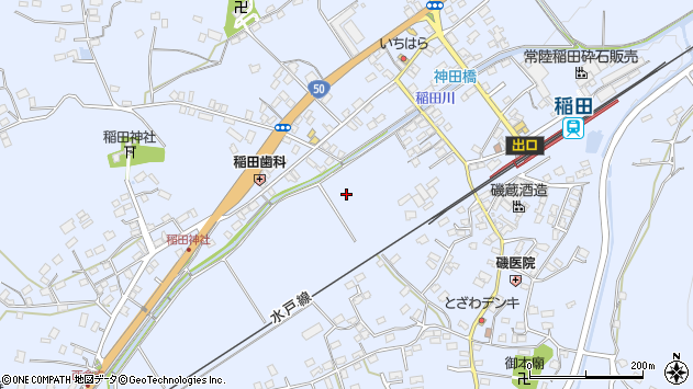 〒309-1635 茨城県笠間市稲田の地図