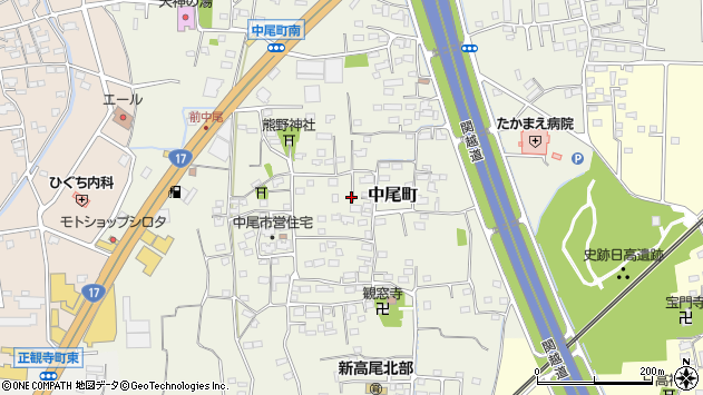 〒370-0001 群馬県高崎市中尾町の地図