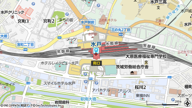 〒310-0015 茨城県水戸市宮町の地図