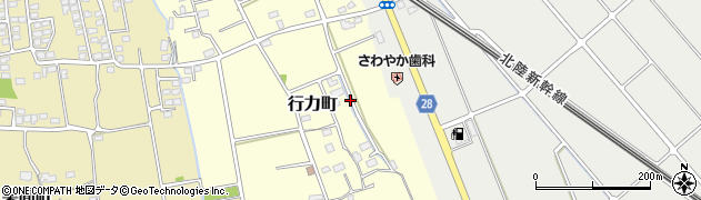 群馬県高崎市行力町周辺の地図