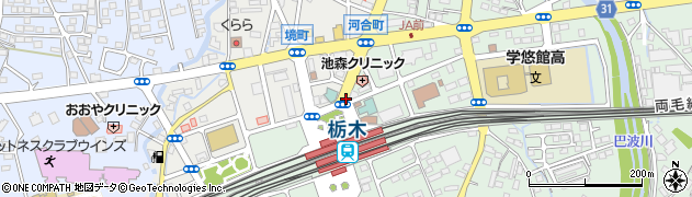 栃木駅前周辺の地図