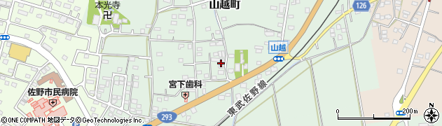 栃木県佐野市山越町周辺の地図