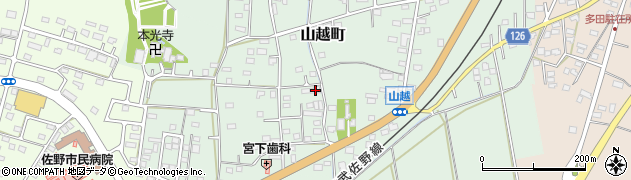 栃木県佐野市山越町100周辺の地図
