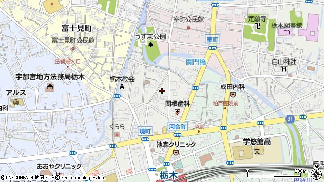 〒328-0043 栃木県栃木市境町の地図