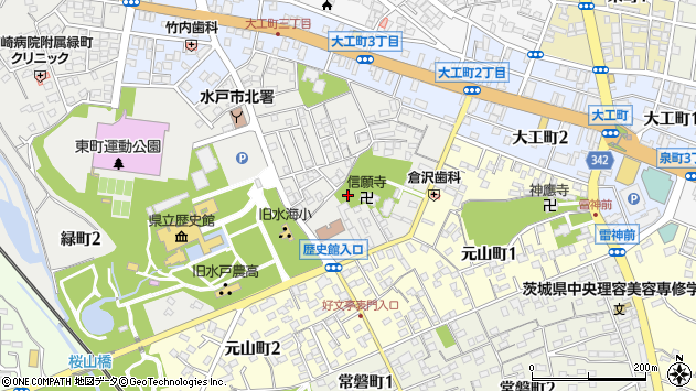〒310-0034 茨城県水戸市緑町の地図