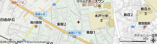 茨城県水戸市東原周辺の地図