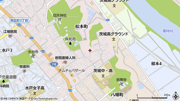 〒310-0052 茨城県水戸市松本町の地図