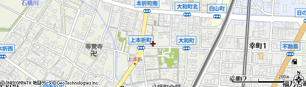 石川県小松市上本折町周辺の地図