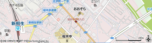 桜木中学校入口周辺の地図
