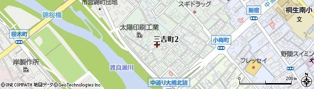 群馬県桐生市三吉町周辺の地図